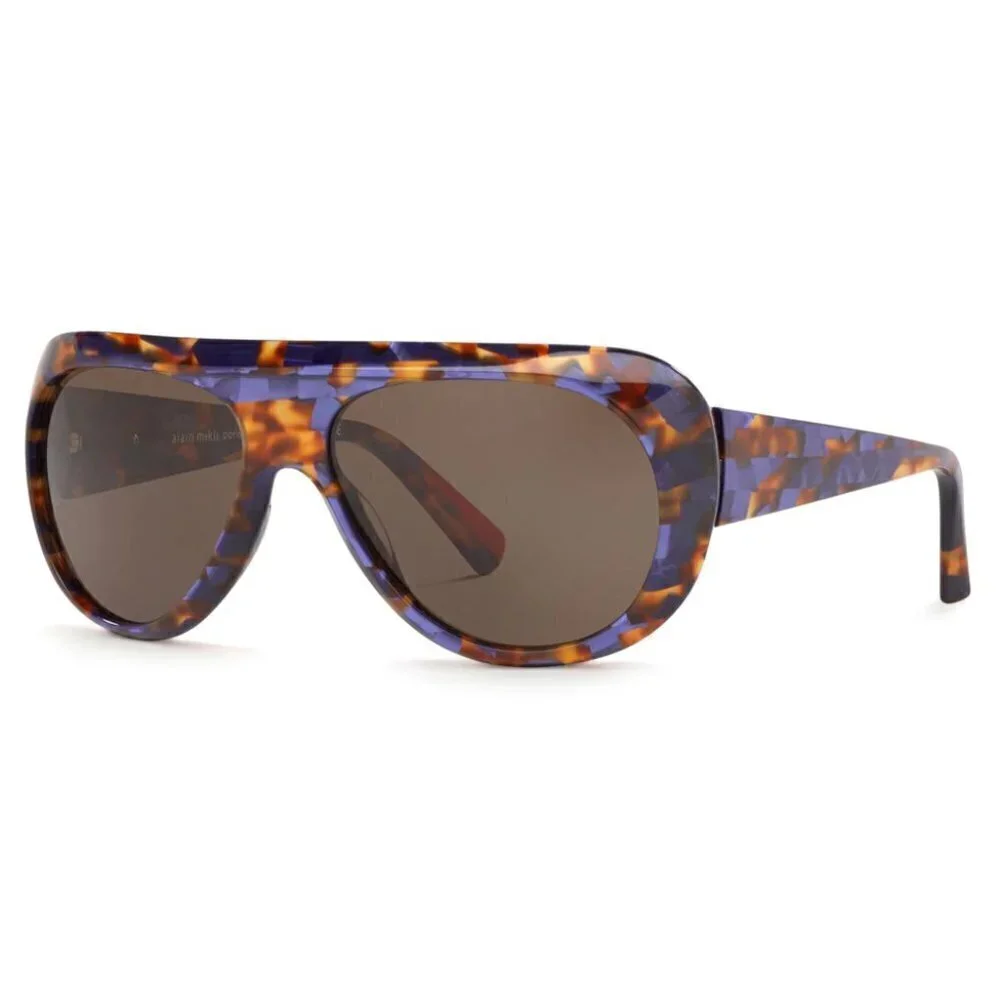 💕ALAIN MIKLI💕 Marmion Sunglasses Aviator Violet Spotted Tortoise Brown Lenses
